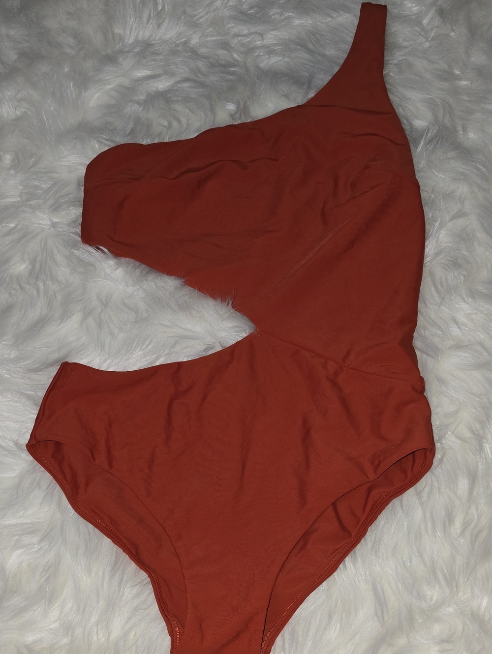 BFYNE Orange Single Shoulder Cutout Regular Kysre One Piece Swimsuit SIZE M